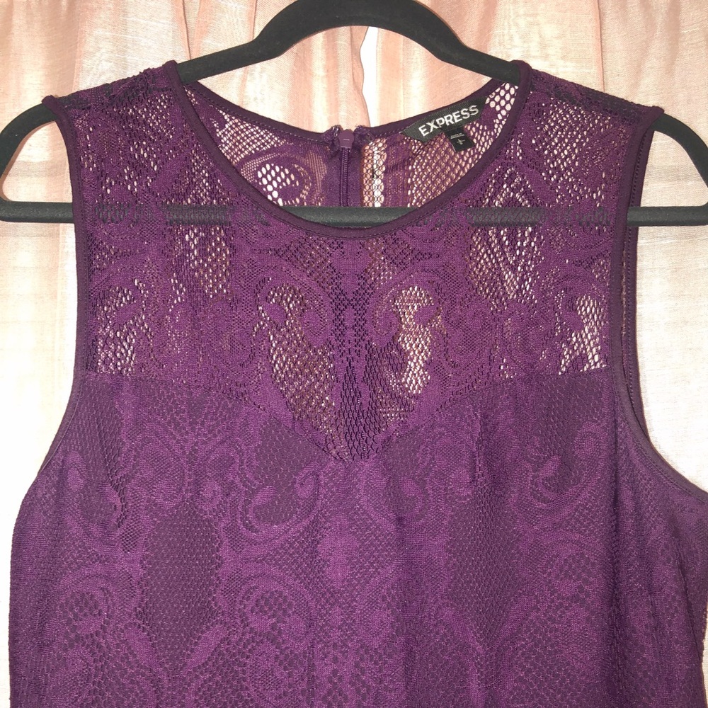 Sleeveless purple lace dress - Picture 3 of 5